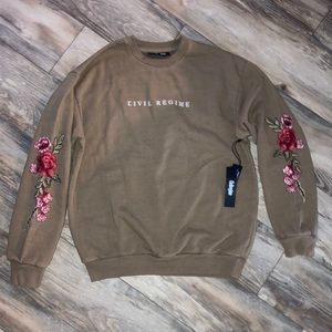 Civil Regime RED ROSES ALL DAY CREWNECK IN COYOTE BROWN Size L